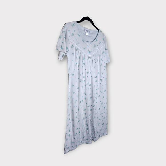 Country Store Floral Nightgown Grannycore White Blue Women’s Medium - Picture 2 of 7
